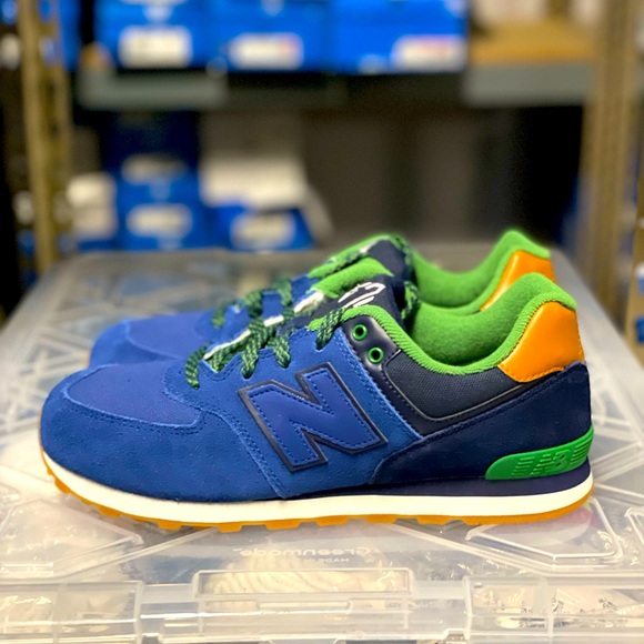 New balance 574 juniors blue green blk